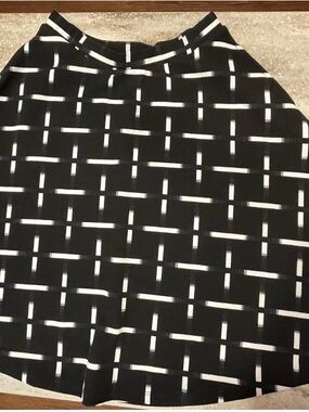 bobeau Black and White Striped Neckline Top